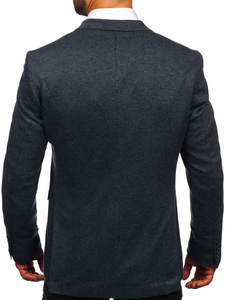 Hombre Chaqueta de traje elegante cruzada Azul oscuro Bolf 006