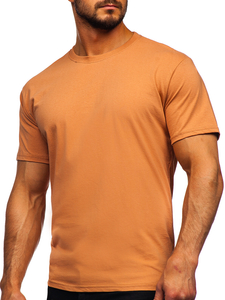 Camiseta lisa de algodón marrón para hombre Bolf 192397