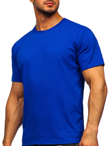 Camiseta de algodón para hombre azul aciano sin estampado Bolf 192397