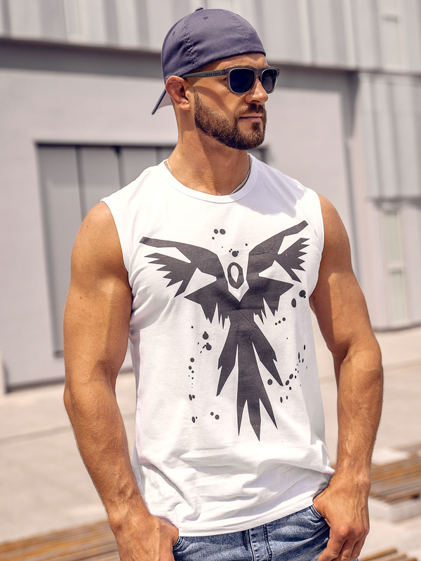 Camiseta de tirantes con impresión blanco Bolf 14804A