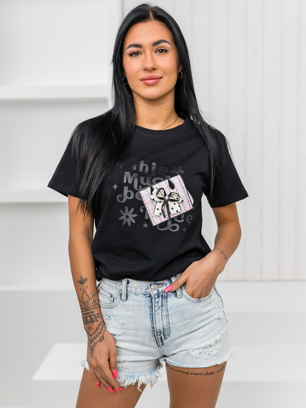 Camiseta estampada para mujer Negro Bolf 97T2110