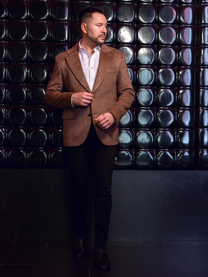 Americana de hombre de terciopelo marrón Bolf 24410