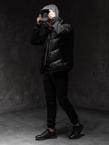 Chaleco negro con capucha para hombre Bolf 2908A1
