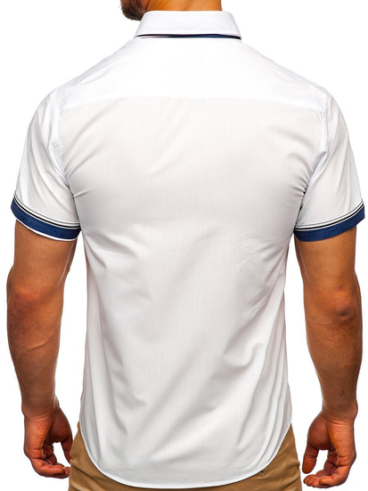Camisa de manga corta para hombre blanco Bolf 2911-1