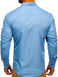 Camisa elegante de manga larga azul claro para hombre Bolf 7724