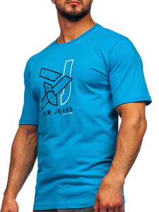 Camiseta algodón de manga corta para hombre turquesa Bolf 14769