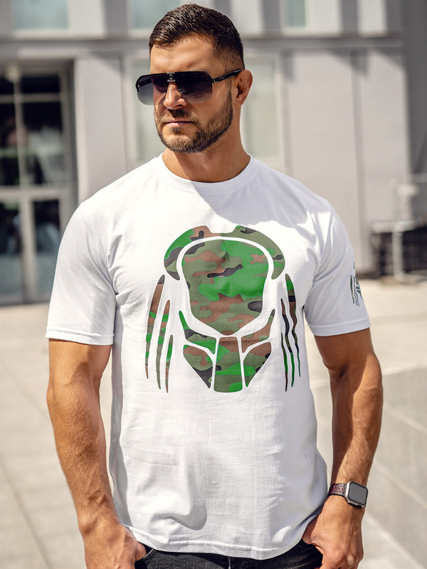 Camiseta blanca de algodón con estampado para hombre Bolf 192379A