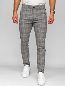 Pantalón chinos a cuadros de tela para hombre gris Bolf 184171