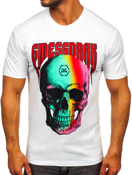Camiseta de manga corta con aplicaciones para hombre blanco Bolf 2352