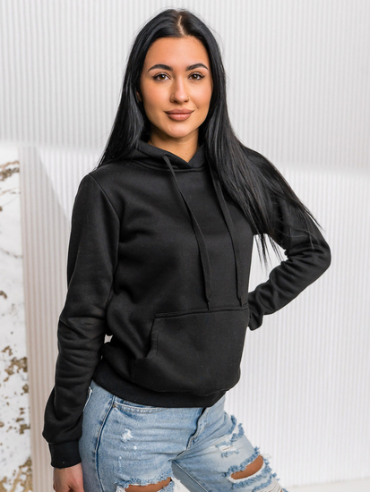 Sudadera estilo canguro para mujer Negro Bolf W02A1