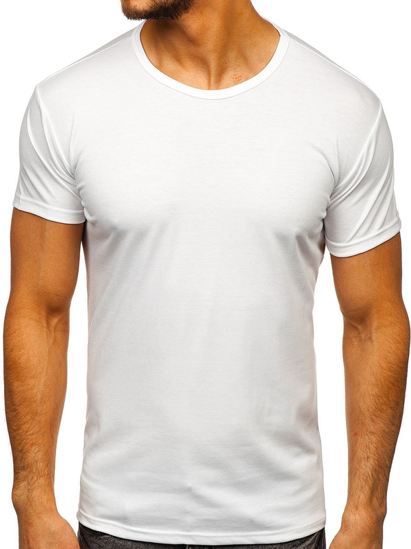 Camiseta de manga corta sin impresión para hombre blanco Bolf 2006