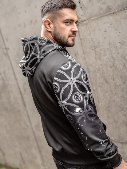 Sudadera abierta con capucha para hombre negro Bolf 27B8122A