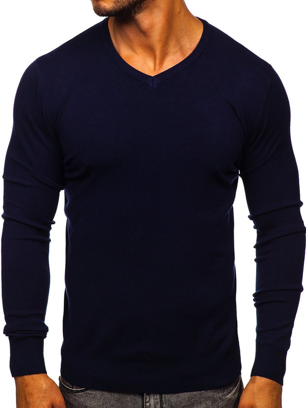 Hombre Jersey con cuello en V Azul oscuro Bolf YY03