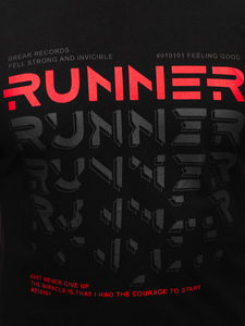 Camiseta de manga corta con impresión para hombre negro Bolf 14336