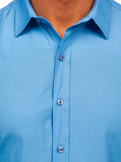Camisa elegante azul claro de manga larga para hombre Bolf 1703