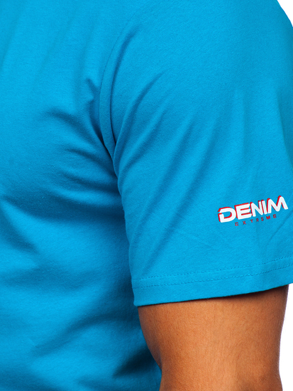 Camiseta algodón de manga corta para hombre turquesa Bolf 14731