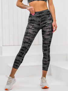 Conjunto deportivo camuflaje de dos piezas para mujer negro Bolf XL016