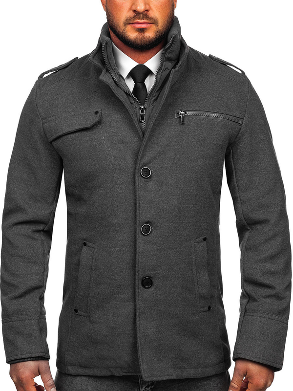 Abrigo para hombre gris Bolf 8856