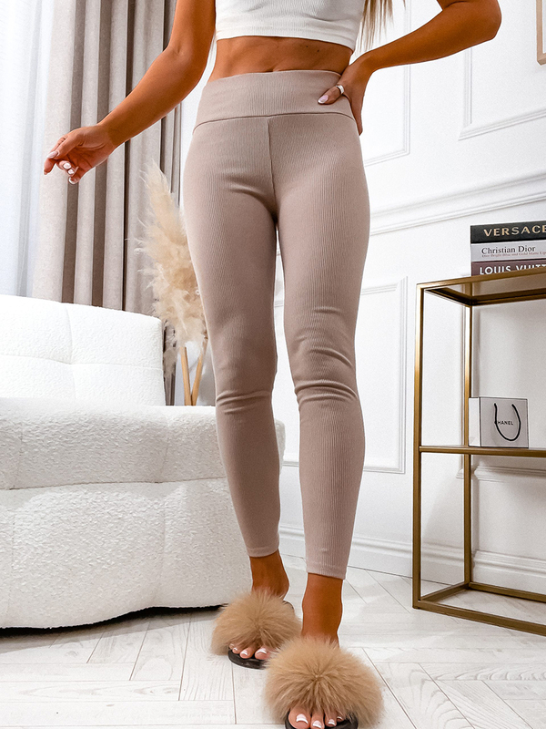 Leggings de punto canalé para mujer capuchino Bolf 020