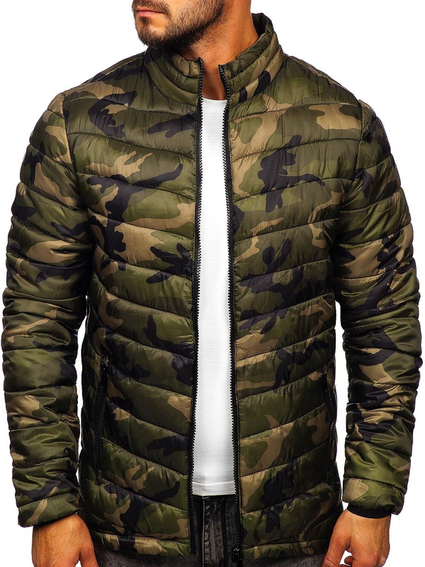 Chaqueta acolchada de invierno camuflaje para hombre verde Bolf SM80