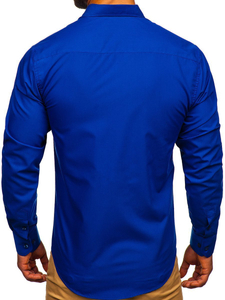Camisa elegante de manga larga para hombre cobalto Bolf 3713