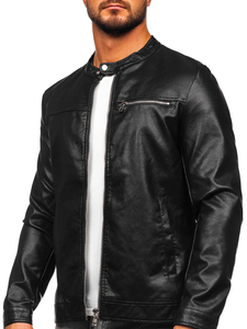 Chaqueta de cuero para hombre negro Bolf 11Z8025