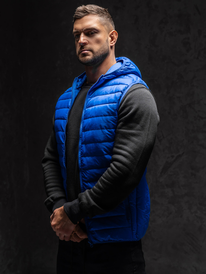 Chaleco acolchado con capucha para hombre azul cobalto Bolf LY36A1