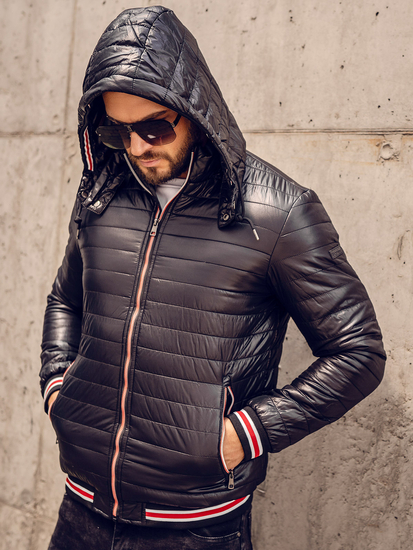 Chaqueta acolchada de entretiempo para hombre negro Bolf 6191A