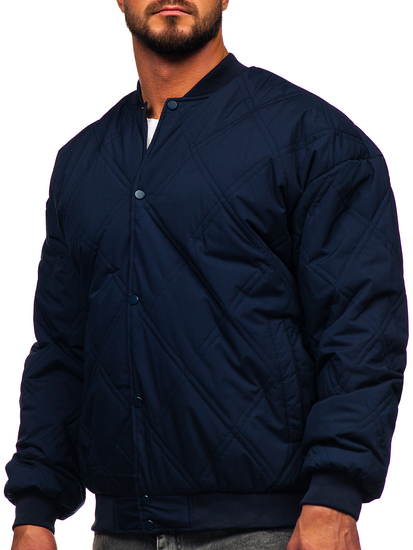 Chaqueta acolchada de béisbol bomber de entretiempo para hombre azul oscuro Bolf 84M3020