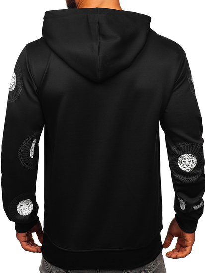 Sudadera tipo canguro con capucha con impresión para hombre negro Bolf 8B990