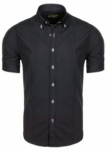 Camisa elegante de manga corta para hombre negro Bolf 5535