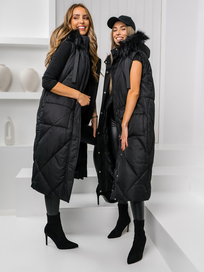 Chaleco largo acolchado para mujer negro Bolf 5M3166