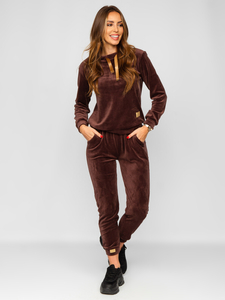 Chándal velour de dos piezas para mujer chocolate Bolf 637