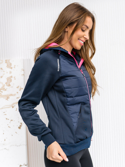 Sudadera/chaqueta azul marino con capucha para mujer Bolf KSW4009A1