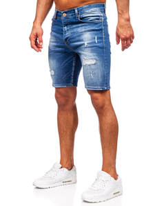 Pantalón corto vaquero para hombre azul oscuro Bolf 0592