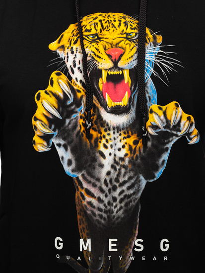 Sudadera estampada con capucha para hombre color negro Bolf 6139
