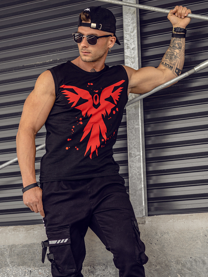 Camiseta tank top con impresión negro Bolf 14804A