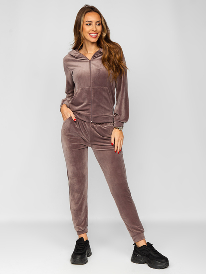 Chándal velour de dos piezas para mujer capuchino Bolf 829