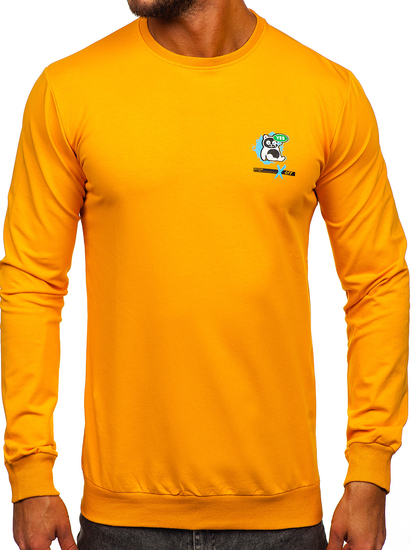 Sudadera sin capucha con impresión para hombre naranja Bolf 8744