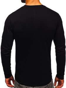 Camiseta de manga larga con impresión para hombre negra Bolf 1214