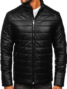 Chaqueta biker de cuero para hombre negro Bolf EX950