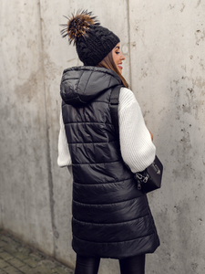 Chaleco acolchado largo para mujer negro Bolf 82019