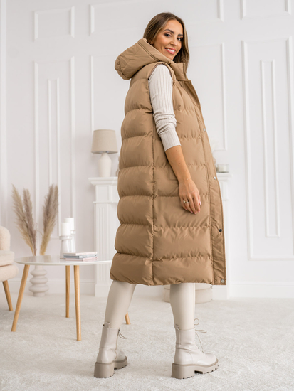 Chaleco acolchado largo para mujer camel Bolf 5M728