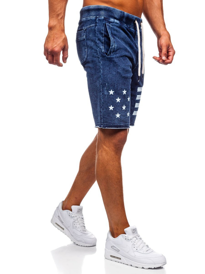 Pantalón corto vaquero para hombre azul oscuro Bolf EX02