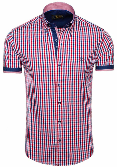 Camisa a cuadros de manga corta para hombre roja Bolf 4510