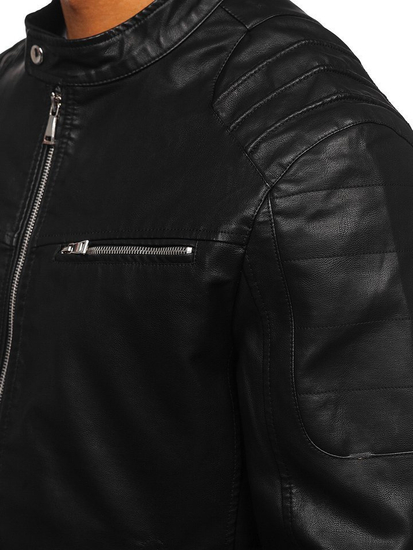 Chaqueta de cuero para hombre negro Bolf 1129