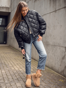Chaqueta bomber acolchada para mujer negro Bolf J9089