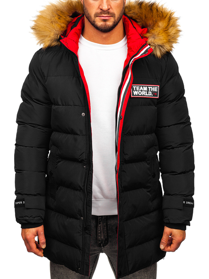 Chaqueta acolchada larga de invierno para hombre negro Bolf 6477