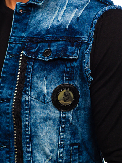 Chaleco vaquero para hombre azul oscuro Bolf G115