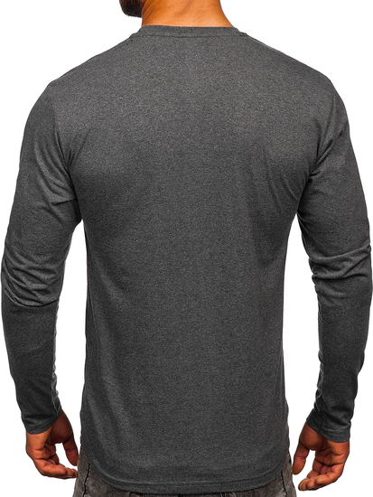 Camiseta de manga larga lisa para hombre antracita Bolf 1209